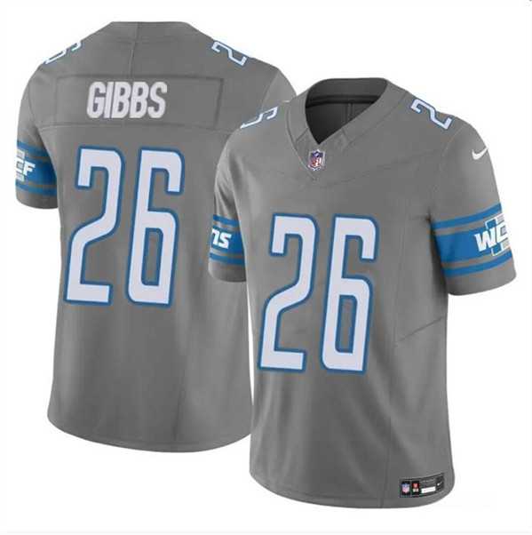 Men & Women & Youth Detroit Lions #26 Jahmyr Gibbs Gray 2023 F.U.S.E. Vapor Untouchable Limited Football Stitched Jersey